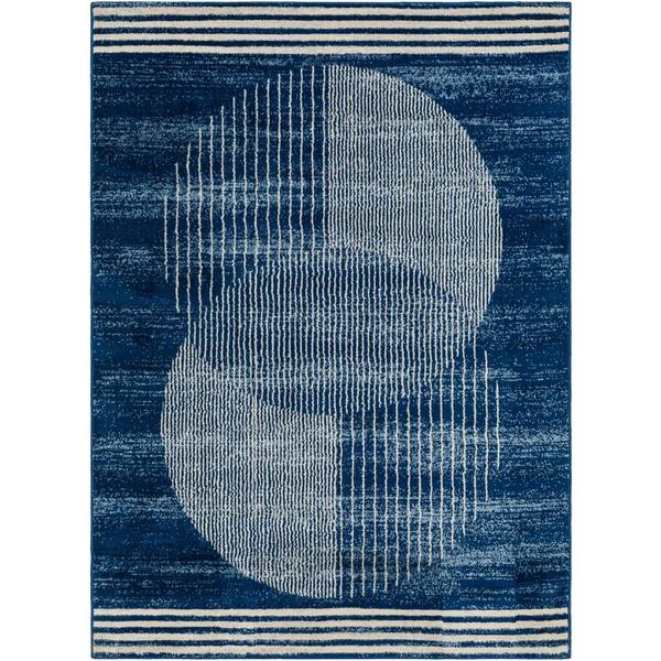 Livabliss Floransa Oxford Blue Modern 2 ft. x 3 ft. Indoor Area Rug