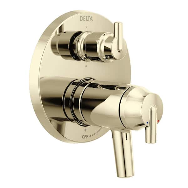 Delta Trinsic 2-Handle Wall Mount Valve Trim Kit in Polished Nickel with 6-Setting Integrated Diverter (Valve Not Included)