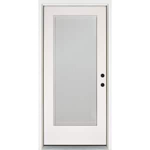 36 in. x 80 in. Smooth White Left-Hand Inswing Full-Lite Blinds Glass Finished Fiberglass Prehung Front Door