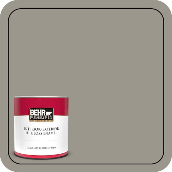 BEHR PREMIUM PLUS 1 qt. #MQ2-60 Iron Gate Hi-Gloss Enamel Interior/Exterior Paint & Primer