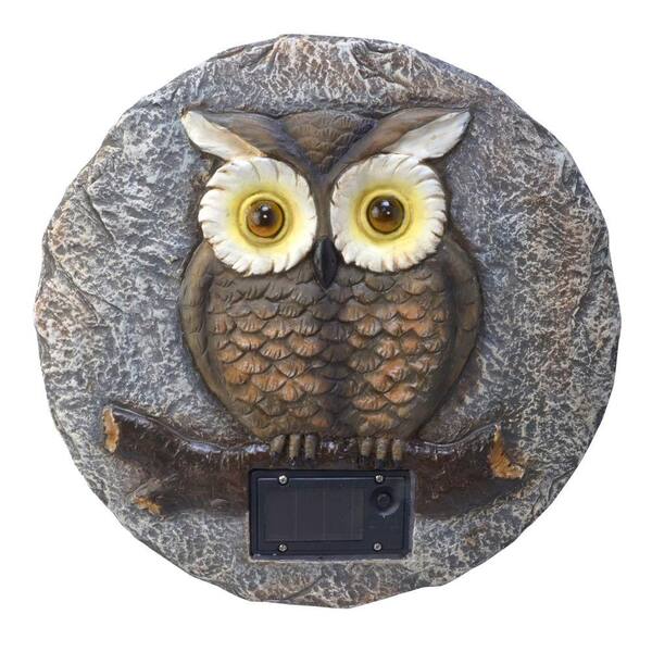 Moonrays Solar Powered Integrated LED Owl Outdoor Landscape Garden Stone Light