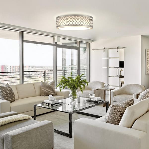 15.4 in. 23-Watt Integrated LED Flush Mount with Shade