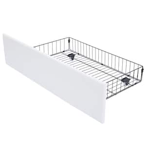 Upholstered Bed Frame White Queen Metal Frame With 4-Storage Drawers and Adjustable Headboard Platform Bed Frame