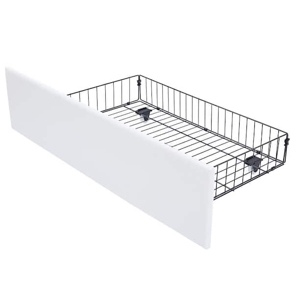 Upholstered Bed Frame White Queen Metal Frame With 4-Storage Drawers and Adjustable Headboard Platform Bed Frame