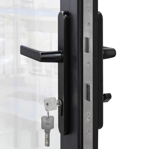 ATVIO 96 in. x 80 in. Matte Black Left to Right Out-Swing Thermal