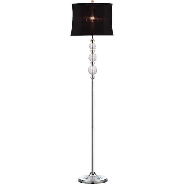 SAFAVIEH Venezia 60.25 in. Clear Floor Lamp with Black Shade