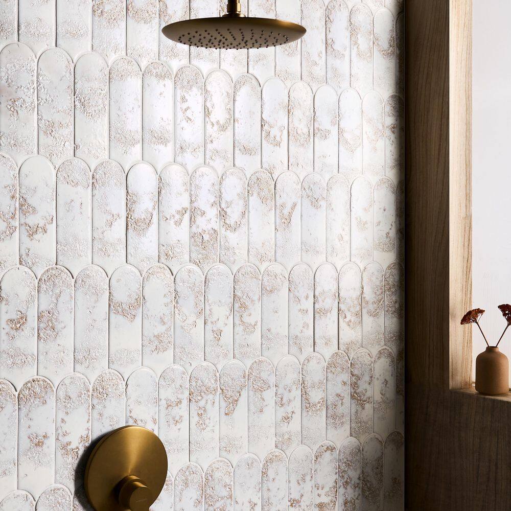 Reef White Glossy Ceramic Wall Tile 2.83 x 7.68 inches