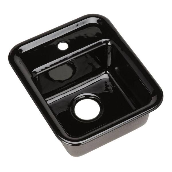 KOHLER Aperitif Self-Rimming Cast-Iron 16x9x7.625 1-Hole Entertainment Sink in Black Black-DISCONTINUED