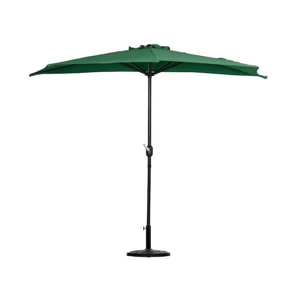 WESTIN OUTDOOR Peru 9 ft. Market Half Patio Umbrella in Dark Green with Base Included