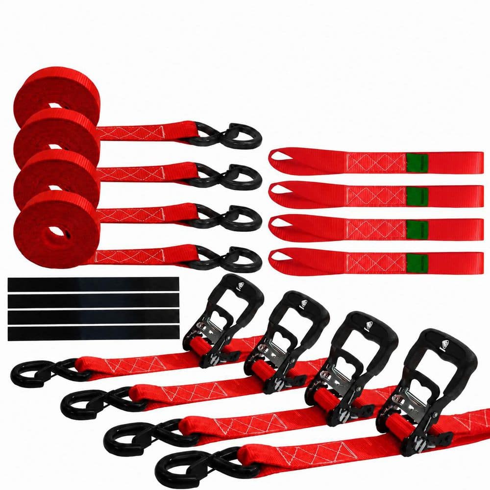 15 ft. x 1.5 in. Ratchet Tie Down Straps with S-Hooks and Soft Loops, Heavy Duty, 5208 lbs Break Strength, 4 Pack price history on PriceWatchPro
