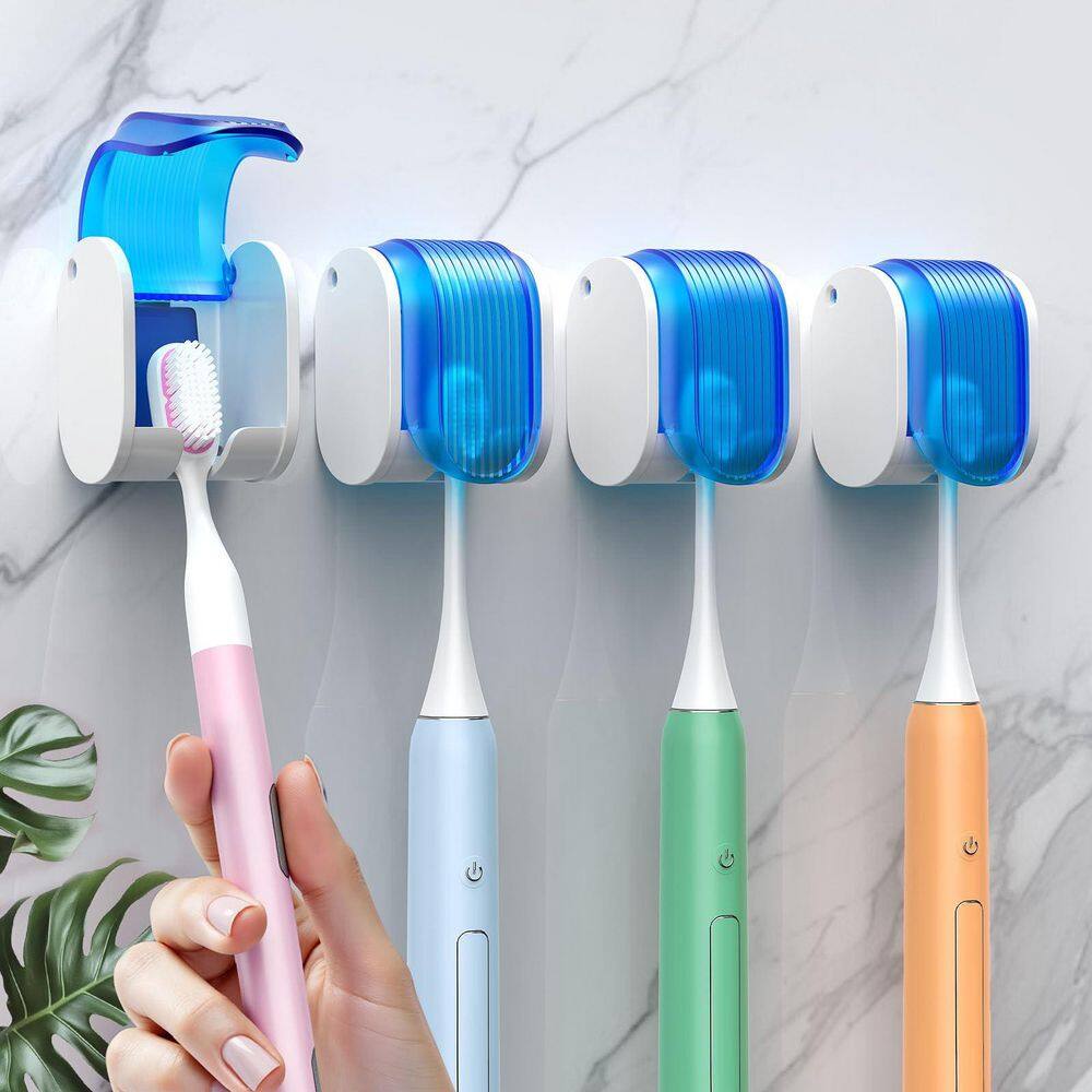 4-Pack Shower Self Adhesive Wall Mount Toothbrush Holder with Dustproof Cover, Ventilation & Quick Dry, in Blue price history on PriceWatchPro
