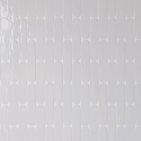 MOLOVO Metropolitan Blanco White 1.97 in. x 9.85 in. Polished Ceramic Subway Tile Sample