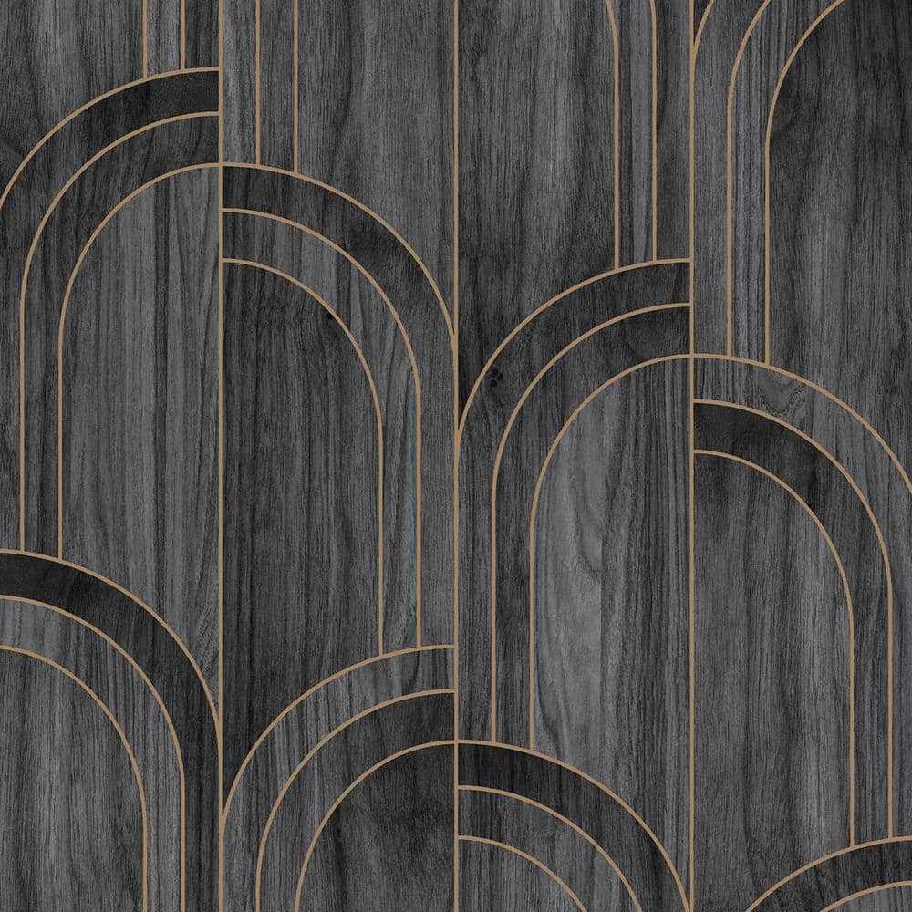 Modella Wood Black Metallic Non-Pasted Vinyl Wallpaper