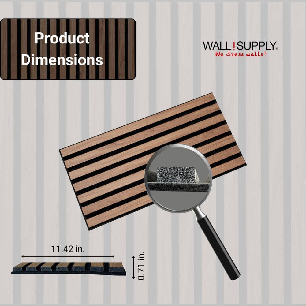 Walnut 3D Acoustic Polystyrene Wall Panels Set of 6