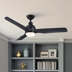 Modern Minimalist 52 in. Indoor Integrated LED Black Ceiling Fan with Light and Remote Control