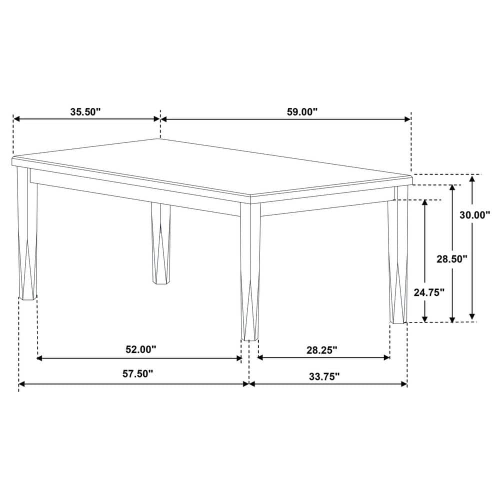 Appleton Black Washed Rectangular Wood Dining Table for Six
