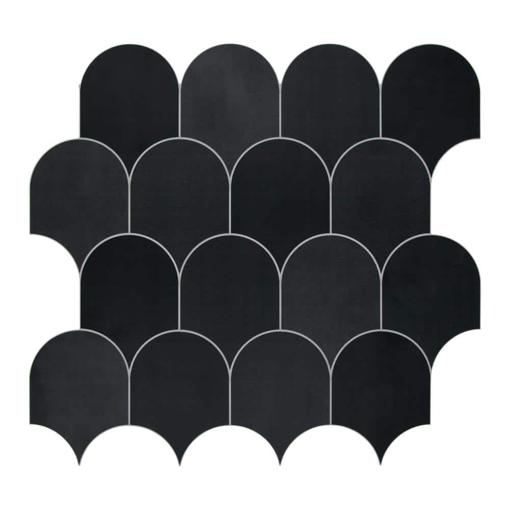 Fish Scales Black 11.4 in. x 10.9 in. Peel and Stick Backsplash Handmade Looks Stone Composite Tile (8.62 sq. ft./Case) price history on PriceWatchPro