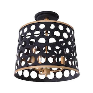 Bailey 3-Light Gold Cylinder Shaded Pendant Light with Steel Shade