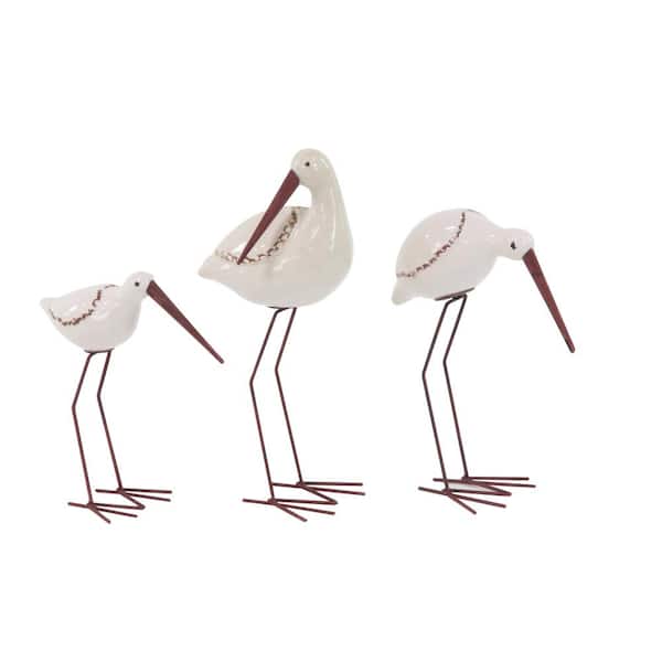 White Ceramic Bird Sculpture (Set of 3)