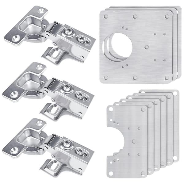 3-Piece Cabinet Door Hinges, Cabinet Hinge Repair Plate Kit, Hinge Repair Plates for All Home Cabinets