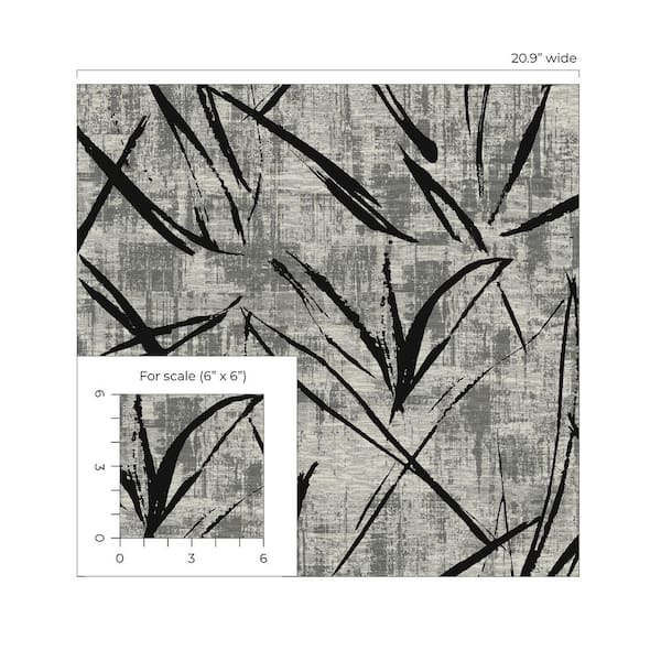 Seabrook Designs 57.5 sq. ft. Black Luneth Abstract Unpasted Non