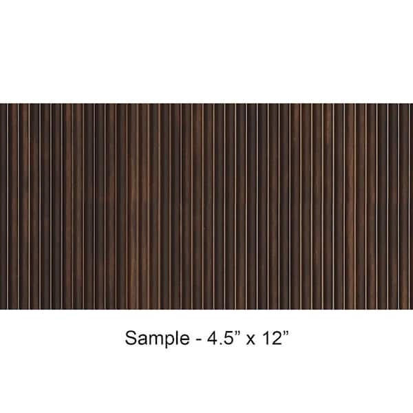 FROM PLAIN TO BEAUTIFUL IN HOURS Take Home Sample - Rounded Mini Slats 1/4 in. x 1 ft. x 0.375 ft. Wenge Glue-Up Foam Wood Slat Walls (1-Piece)