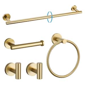 24 in. Wall Mounted Stainless Steel Bath Towel Bar Set in Brushed Gold
