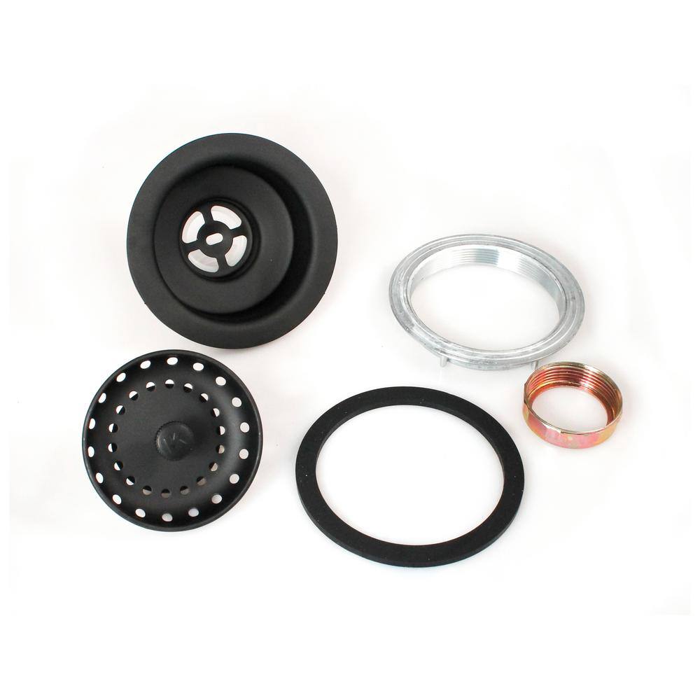 Black Stainless Steel Kitchen Sink Strainer with Fixed Post Basket