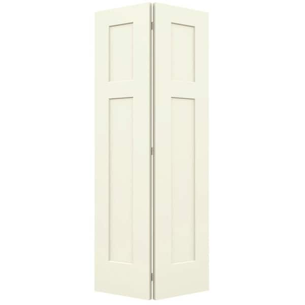 JELD-WEN 36 in. x 80 in. Craftsman Vanilla Painted Smooth Molded Composite Closet Bi-fold Door