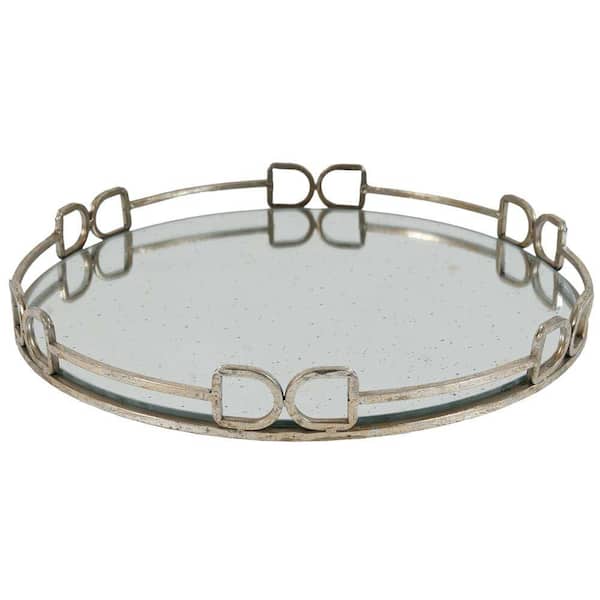 A & B Home 18 in. x 18 in. Decorative Tray in Rustic Silver