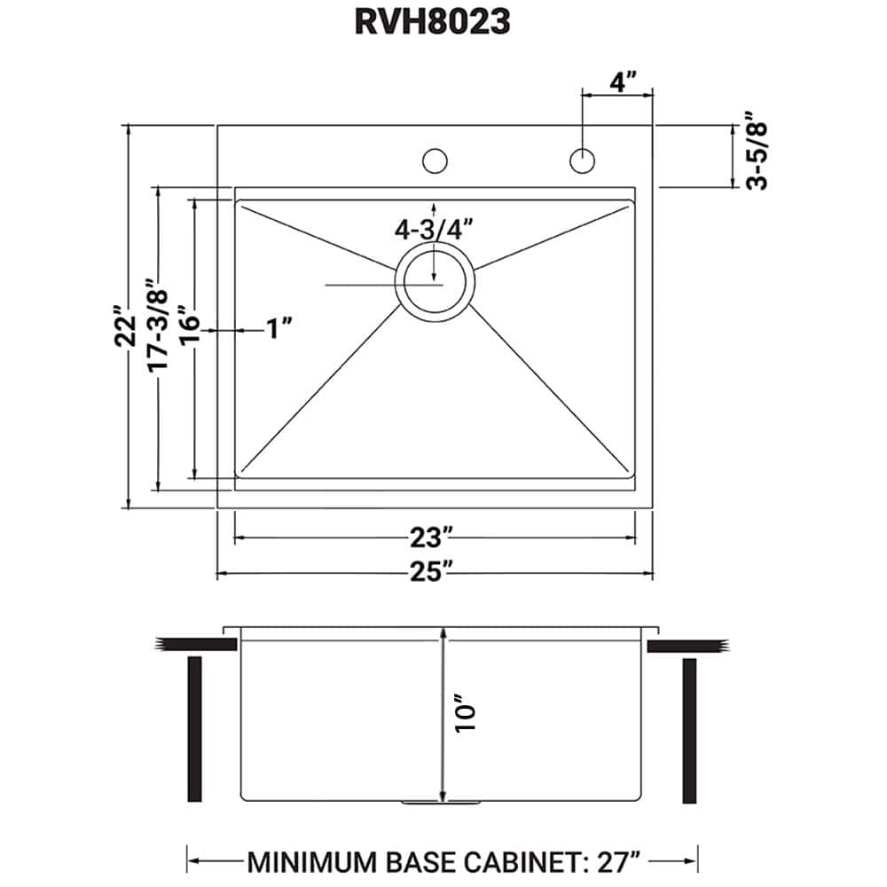 Ruvati 25" Stainless Steel Workstation Kitchen Sink with Wood Cutting Board