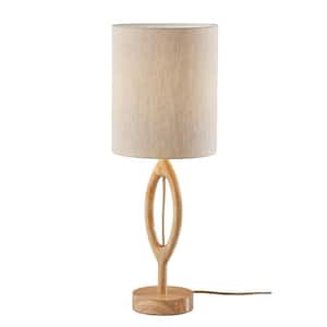 27.5 in. Beige Modern Integrated LED Buffet Table Lamp with Beige Fabric Shade