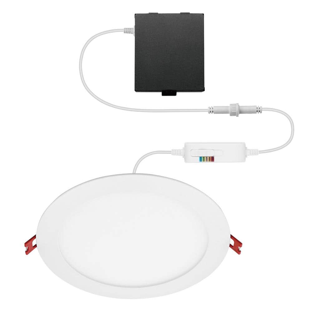 Ultra Slim Integrated LED 8 in Round Adj Color Temp Canless Recessed Light 