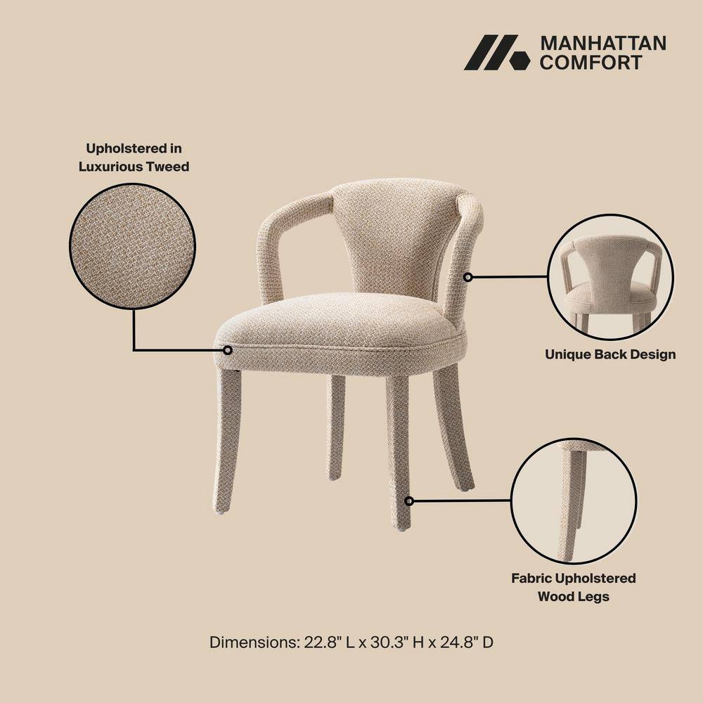 Gold Dust Tweed Upholstered Armchair with Wood Frame