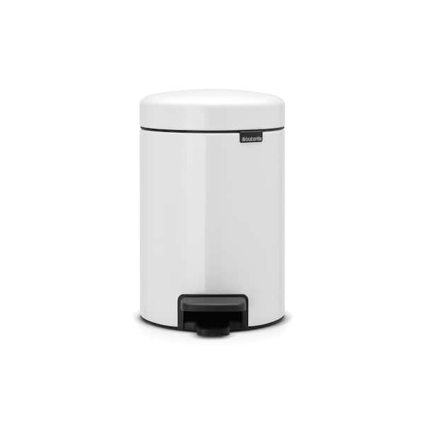 NewIcon 0.8 Gal. White Steel Step-On Trash Can