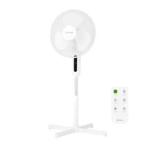 16 in. Digital Oscillating 3-Speed Stand Fan with Remote Control White