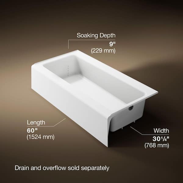 Bellwether 60 in. x 30 in. Alcove Soaking Bathtub with Right-Hand Drain in White
