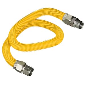 48 in. Flexible Gas Connector Yellow Coated Stainless Steel for Tankless Water Heater, 1 in. O.D. with 3/4 in. Fittings