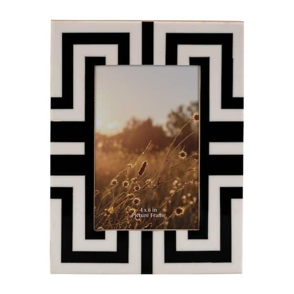 4 in. x 6 in. Black Resin Boho Abstract Geometric Photo Frame