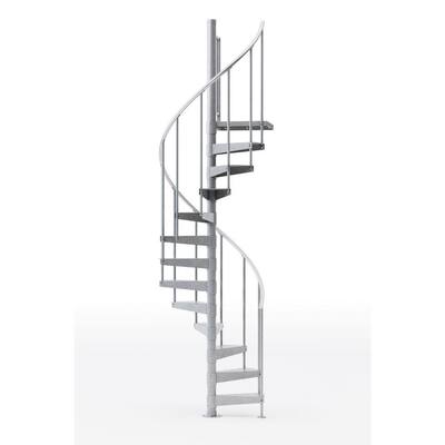 Reroute Galvanized Exterior 42in Diameter, Fits Height 102in - 114in, 1 42in Tall Platform Rail Spiral Staircase Kit