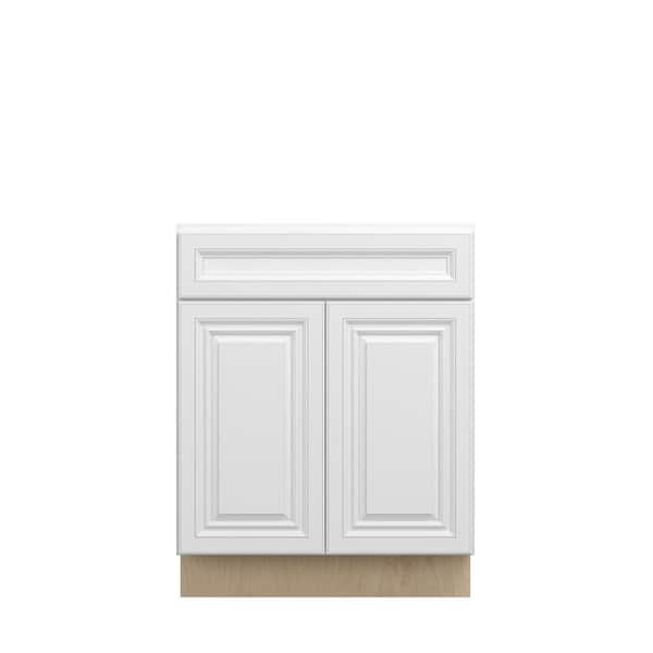 Kunal Kitchens Damascus Raised 27 in. W x 34.5 in. H x 24 in. D in French Vanilla Plywood Assembled Base Cabinet