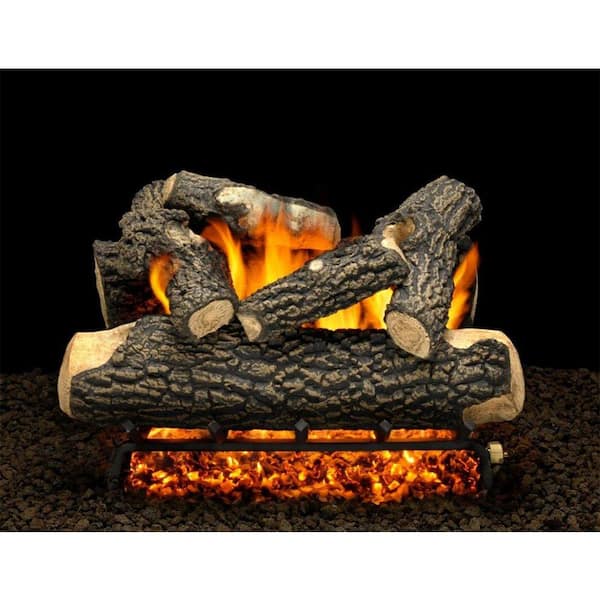 AMERICAN GAS LOG Tahoe Blaze 24 in. Vented Natural Gas Fireplace Logs, Complete Set with Manual Safety Pilot Kit