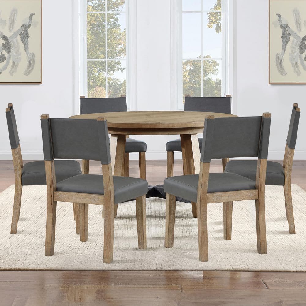 Aubrey 7 Piece Brown Wood Dining Room Set Seats 6 price history on PriceWatchPro