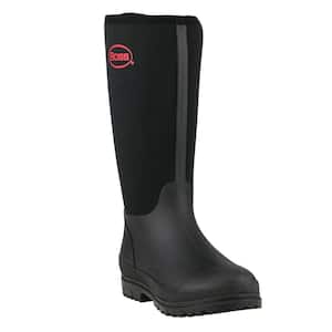 Men's Boss 19 in. Waterproof Neoprene Work Safety Rubber Boots - Black Size 8 with Steel Shank