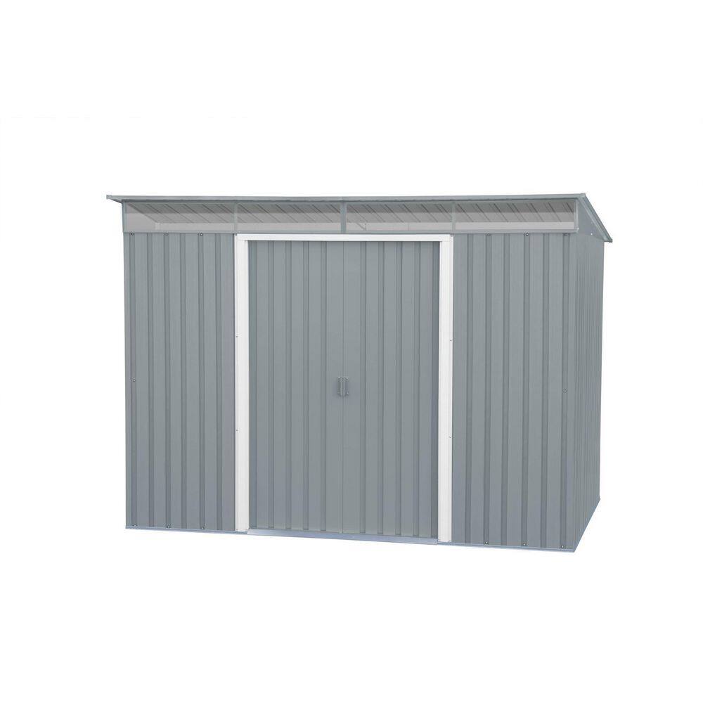 Gray 6' x 8' Metal Storage Shed with Sliding Door