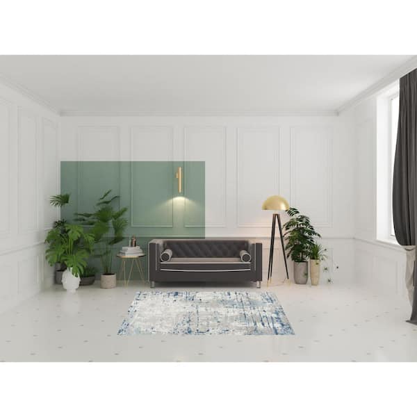 5 ft. x 7 ft. Ivory Abstract Power Loom Square Area Rug