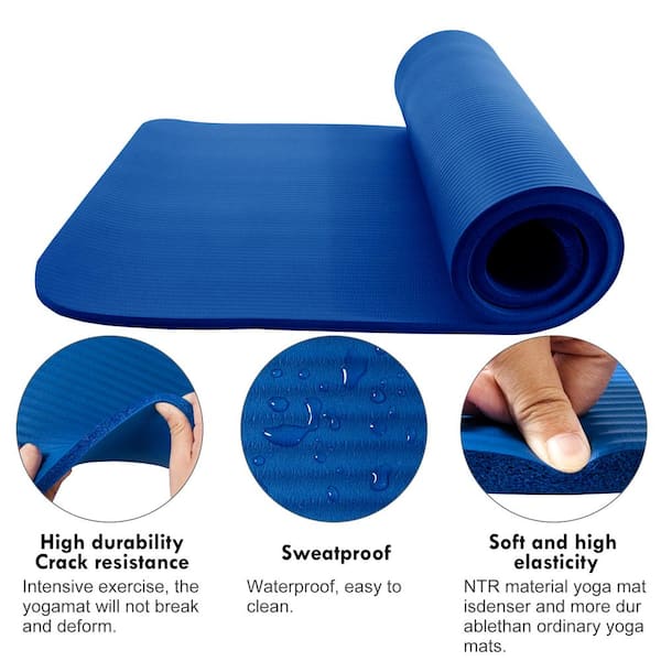 Pro Space Blue High Density Yoga Mat 72 in. L x 24 in. W x 0.8 in. Pilates  Exercise Mat Non Slip (12 sq. ft.) NYM722408B - The Home Depot