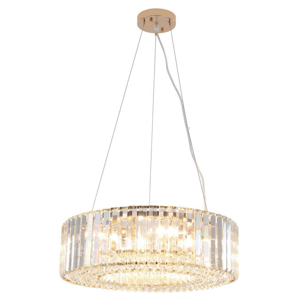 19. 69in. 6-Light Golden Drum Chandelier with Crystal Shade and No Bulbs Included For Kitchen Island Dinning Room price history on PriceWatchPro