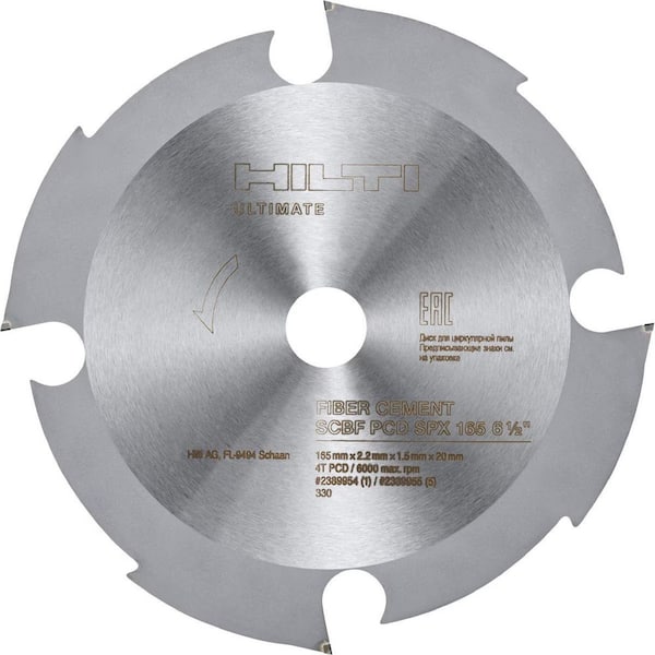 6-1/2 in. x 4-Tooth Polycrystalline Diamond (PCD) Tipped Fiber Cement Cutting Circular Saw Blade