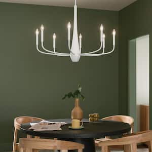 Deela 36 in. 8-Light White Modern Candle Circle Chandelier for Dining Room